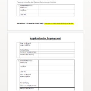 Application for Employment Form