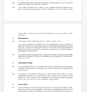 Contract of Employment - Letter