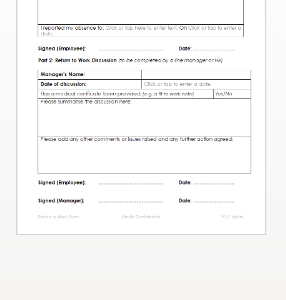 Employee Absence Return to Work Form
