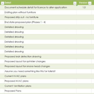 Licence to Alter - Document Schedule