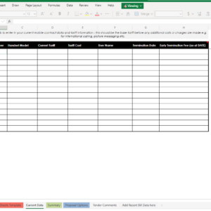 Mobile Phone Contract - tender / benchmarking template