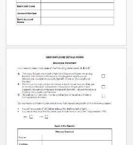 New Employee Details Template