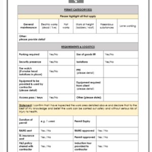 Permit to Work - Template