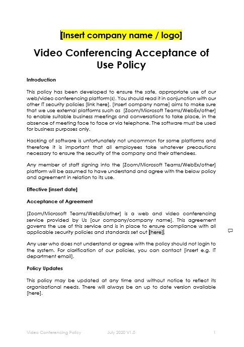 Web and Video Conferencing Policy – Office Management Group